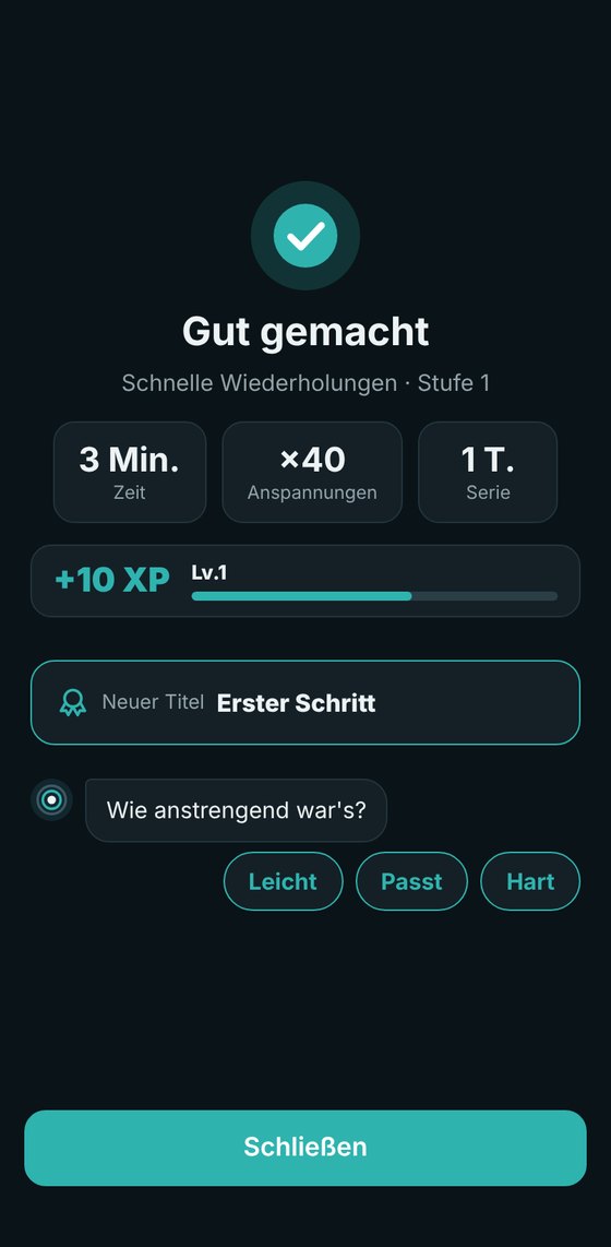 Eine Einheit nach dem Training bewerten