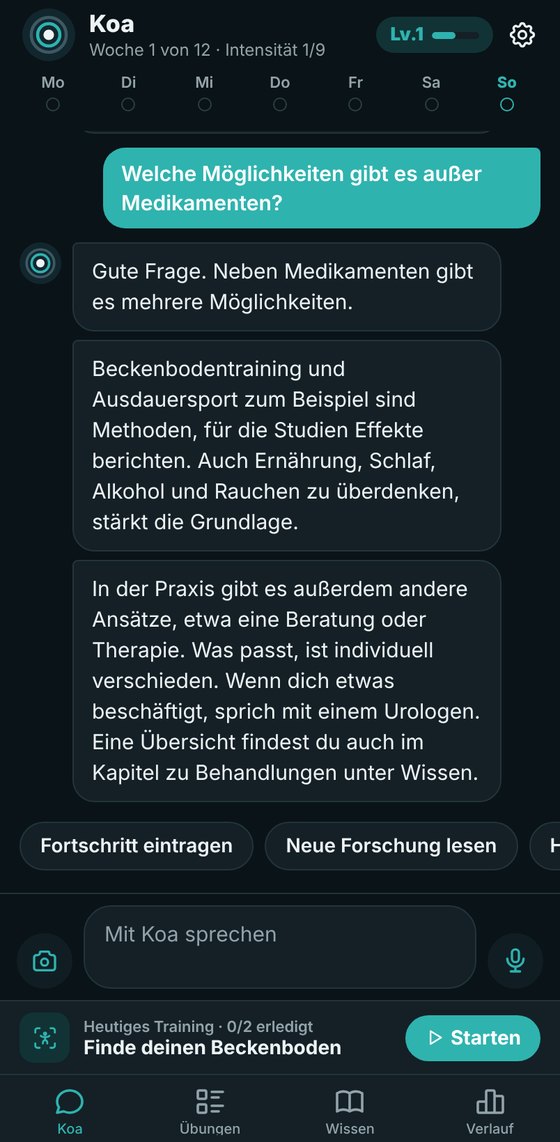 Mit dem KI-Partner über ein Anliegen sprechen