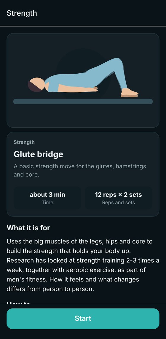 The screen before a strength session