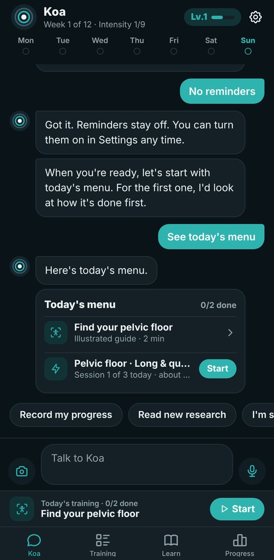 The AI partner and today's plan in the app