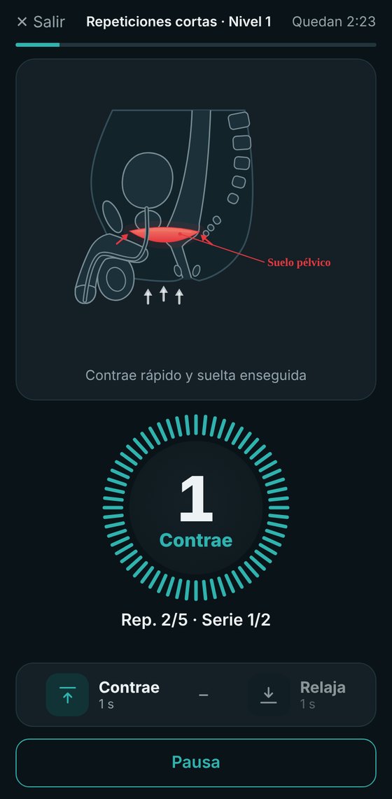 Entrenamiento del suelo pélvico en la app