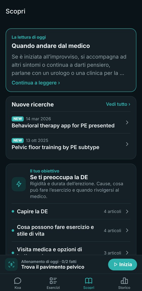La scheda Scopri con articoli su trattamenti e alimentazione