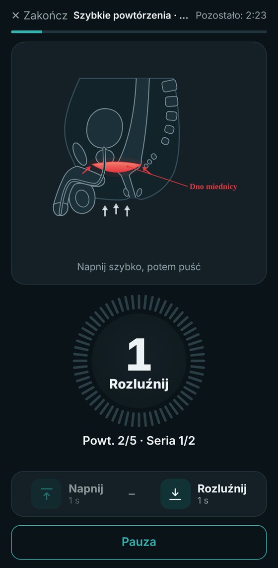 Trening dna miednicy w aplikacji