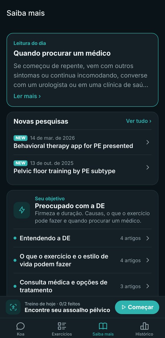 A aba Saiba mais com artigos sobre tratamentos e alimentação