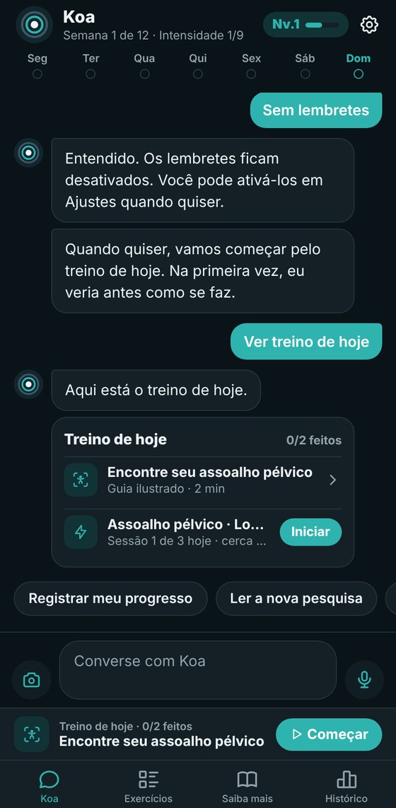 O parceiro de IA e o plano de hoje no app