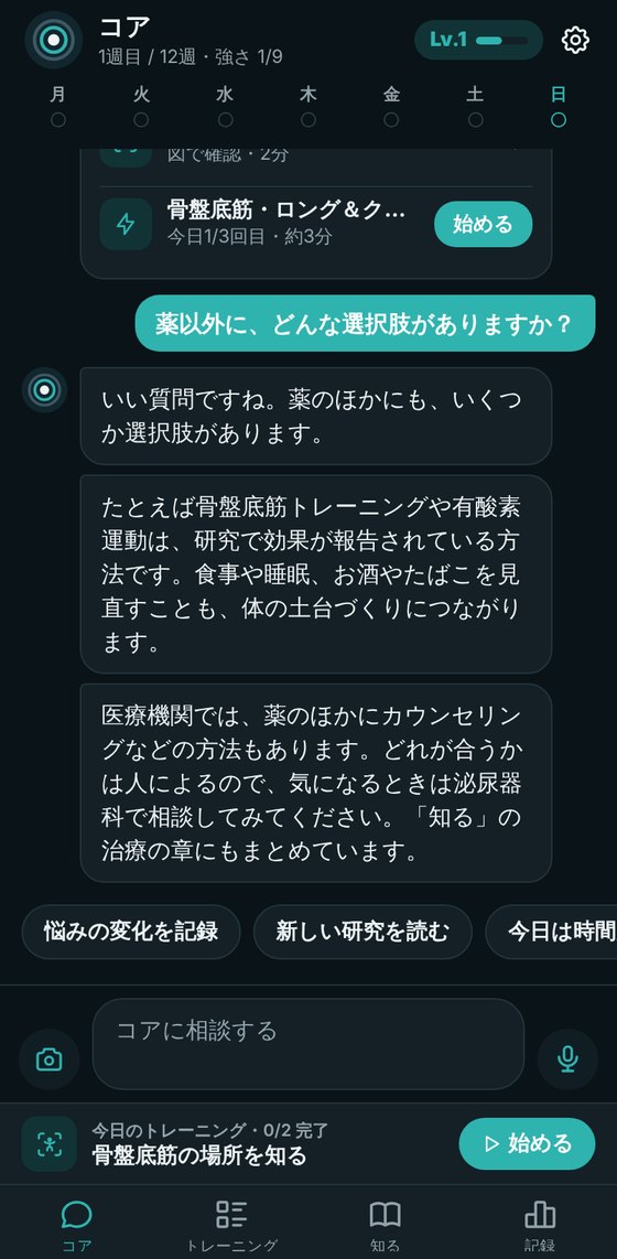 AIパートナーに悩みを相談している画面